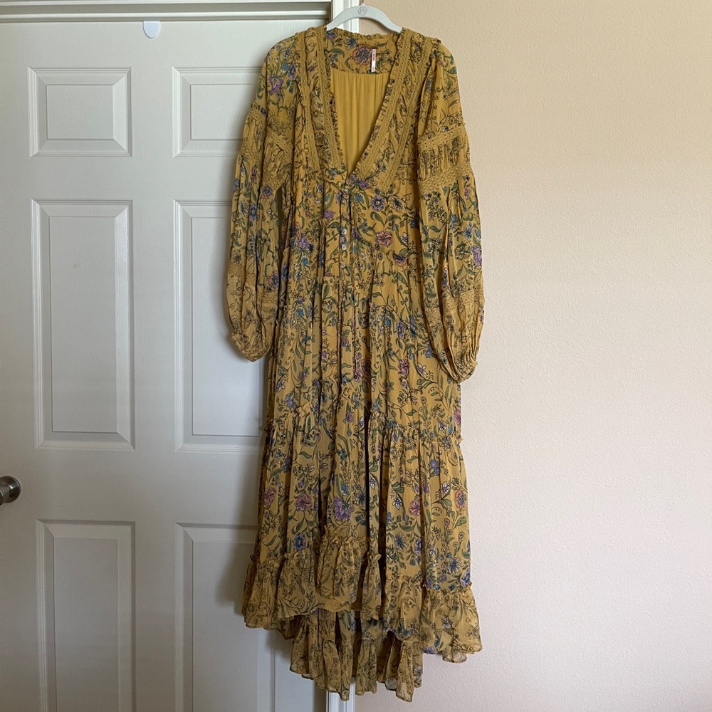 Free People Cassis Printed Chiffon Dress